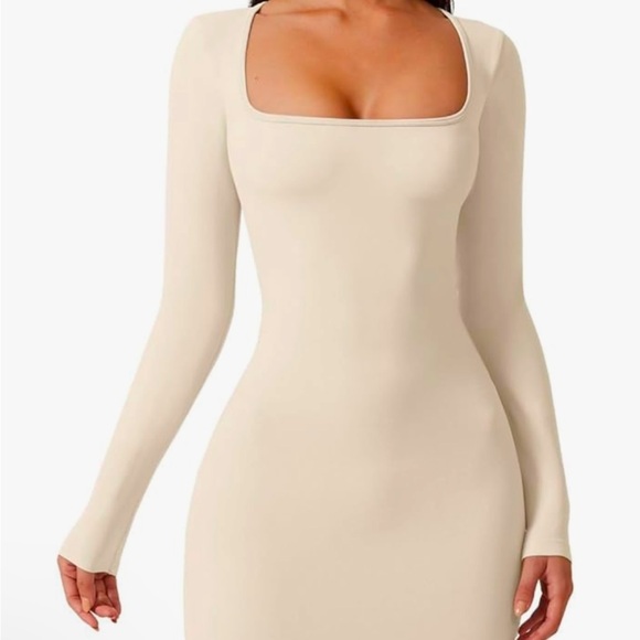 OQQ S 2-pack cream & black ribbed sweetheart neckline shapewear thumbhole mini - Picture 4 of 10